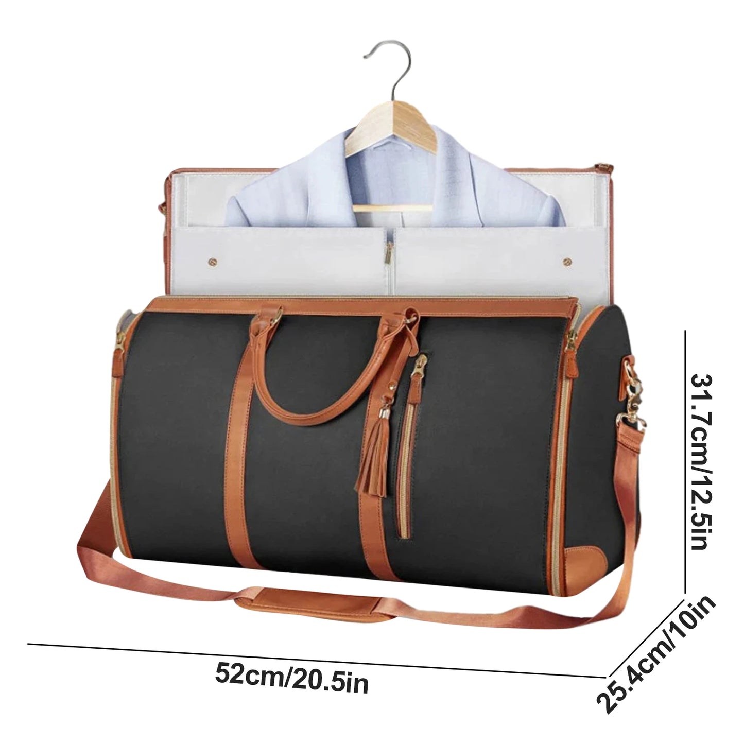 Garment Duffel Bag Foldable Sports Duffle Bag with Shoe Pouch Sports Gym Tote Bag Suitcase Suit Business Travel Bag PU Leather