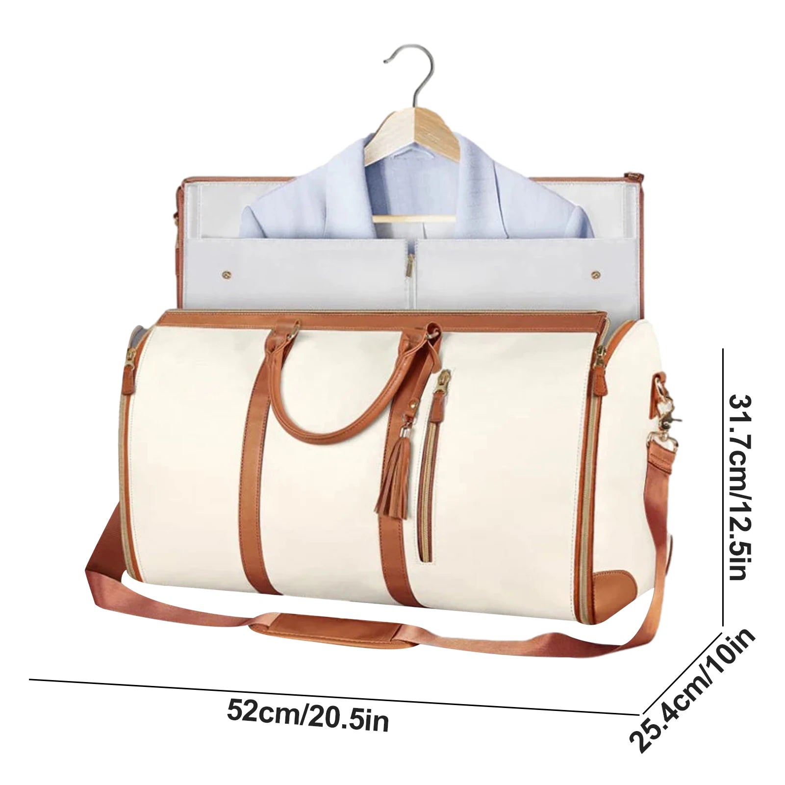 Garment Duffel Bag Foldable Sports Duffle Bag with Shoe Pouch Sports Gym Tote Bag Suitcase Suit Business Travel Bag PU Leather