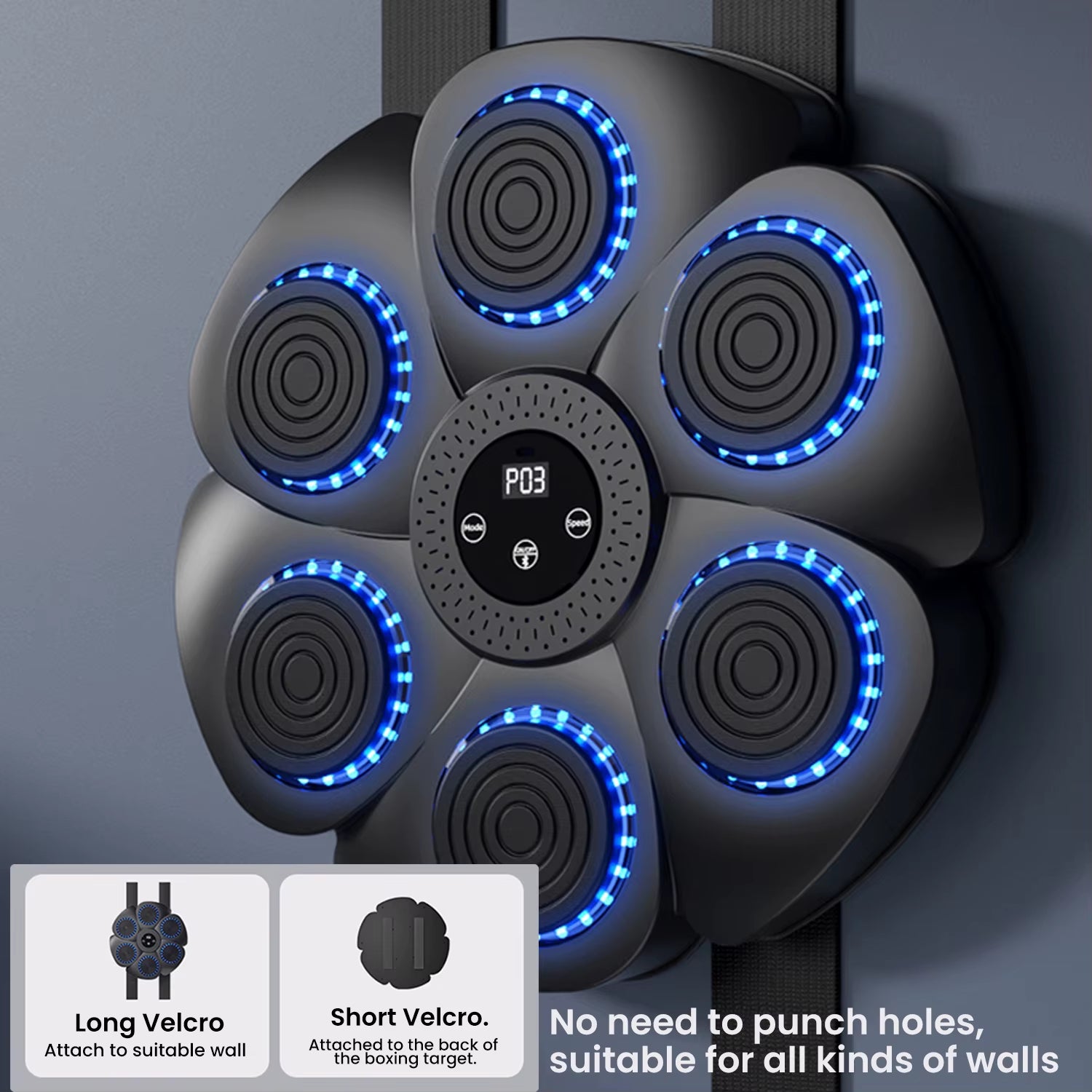 Smart Music Boxing Machine with Boxing Gloves Wall-Mounted Punching Trainer for Adults Kids Bluetooth-Compatible Boxing Equipmen