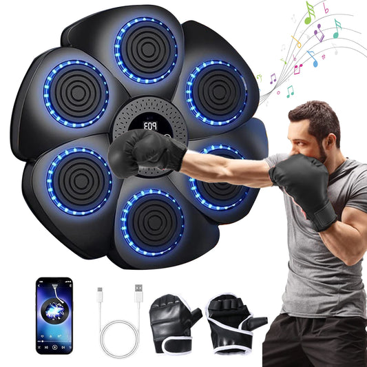 Smart Music Boxing Machine with Boxing Gloves Wall-Mounted Punching Trainer for Adults Kids Bluetooth-Compatible Boxing Equipmen