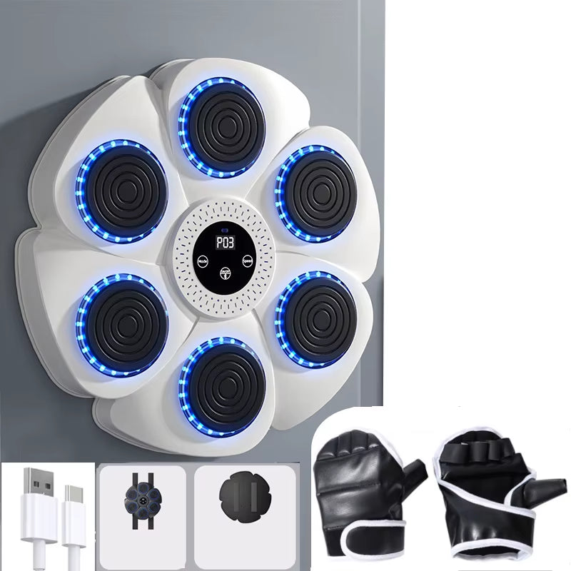 Smart Music Boxing Machine with Boxing Gloves Wall-Mounted Punching Trainer for Adults Kids Bluetooth-Compatible Boxing Equipmen