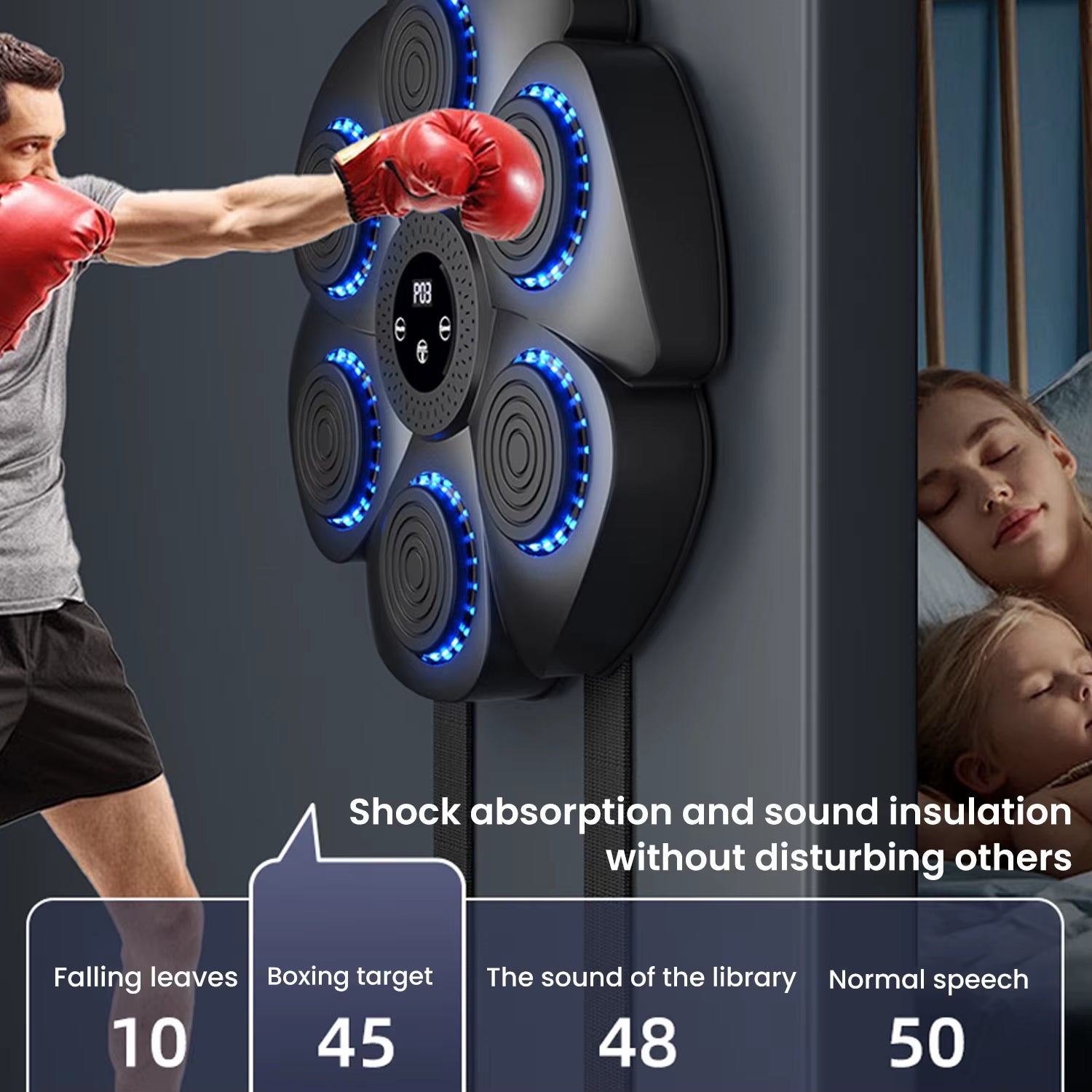 Smart Music Boxing Machine with Boxing Gloves Wall-Mounted Punching Trainer for Adults Kids Bluetooth-Compatible Boxing Equipmen